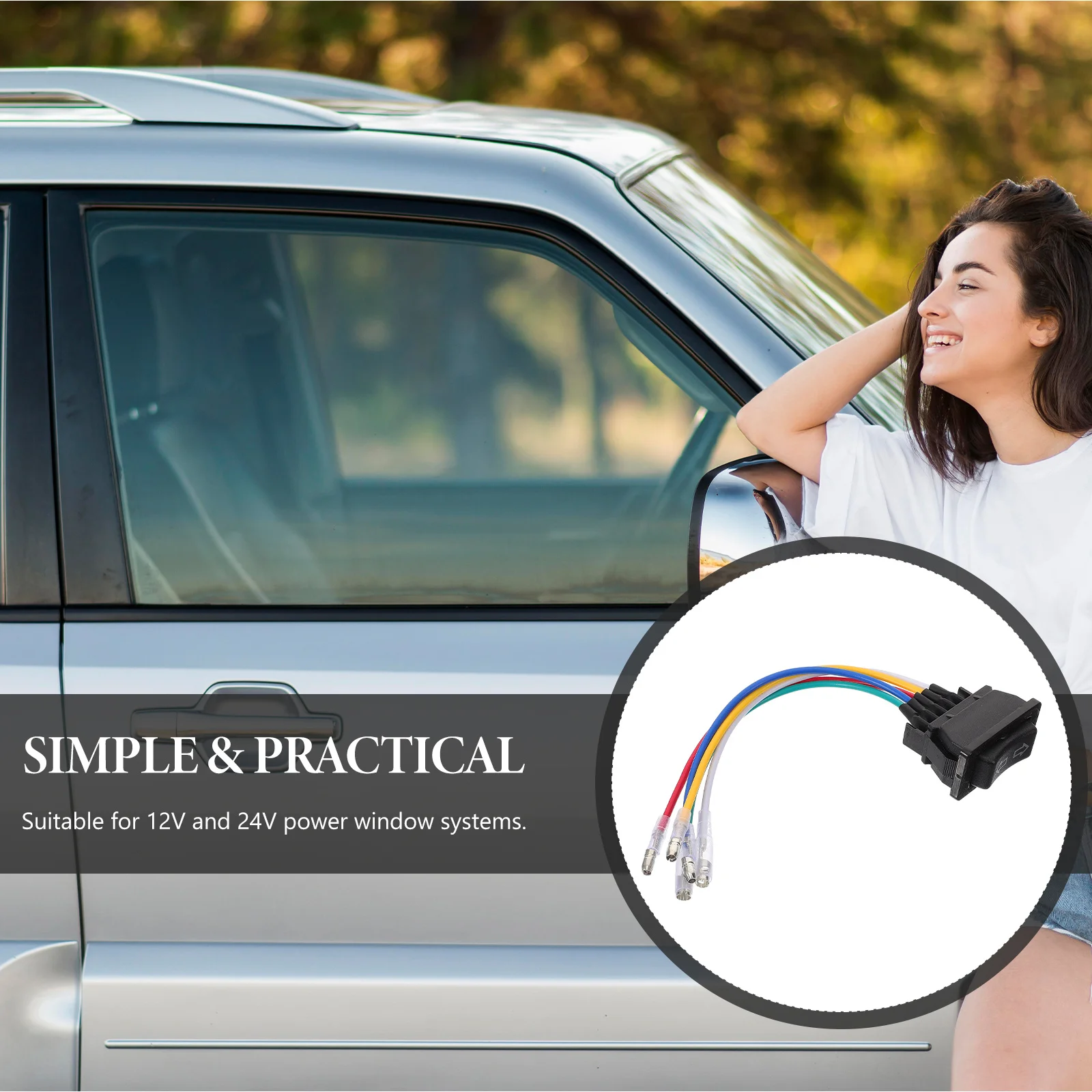 

Universal 5-Pin Window Wiring Harness For 12V 24V Systems Vehicle Power Window Control Compatible With Multiple