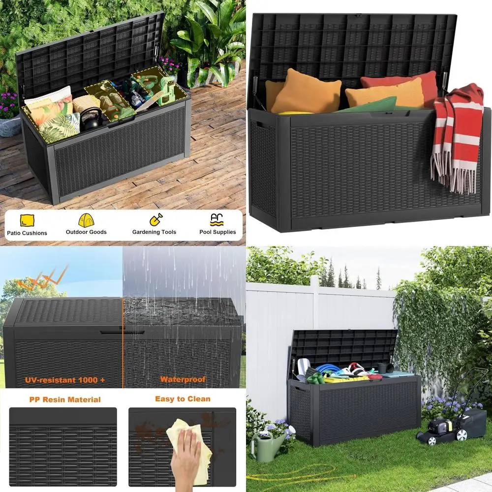 

120 Gallon Lockable Resin Storage Box for Outdoor Patio, Pool, and Garden Use - Waterproof