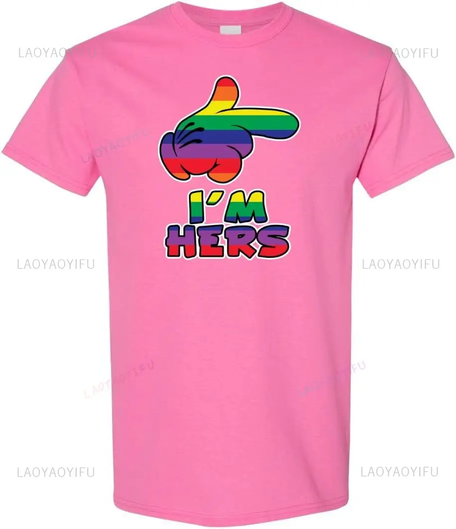 Im Hers LGTBQ Gay Novelty Printed T-shirt Vintage Funny Pride Month Homosexuality High Quality Cotton Tshirt Rainbow Equality