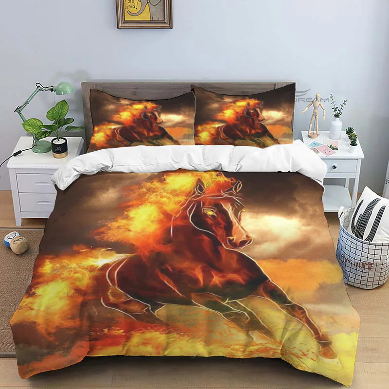 Burning Flame Animal Series Comforter Bedding Set,Duvet Cover Bed Set Quilt Cover Pillowcase,King Queen Size Bedding Set