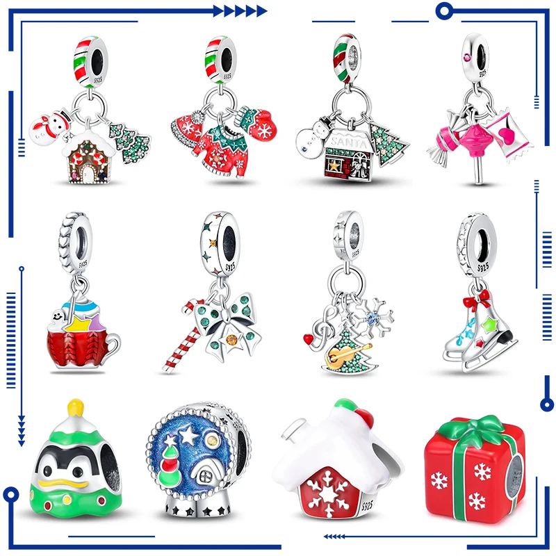 2023 New in Christmas Series Charm Beads Fits Pandach Original Bracelet For Women 925 Silver Pendant Bead Jewelry Festival Gift