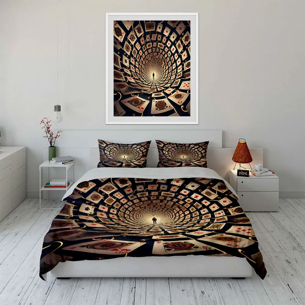 Surreal Tunnel of Playing Cards Print Soft Comfortable Duvet Cover Bedding Set Included 1*Duvet Cover  2*Pillowcases