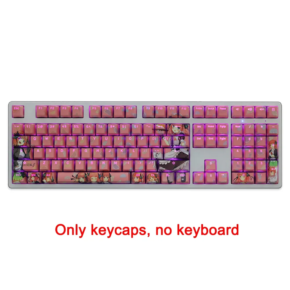 Neue The Quintessential Quintuplets DIY-Tastenkappen, PBT, mit Farbstoffsublimation, Cherry-Design, beleuchtete Tastenkappen, Anime-Tastenkappen für ANSI-Layouts mit 61, 87, 104 und 108 Tasten. – Detail 7