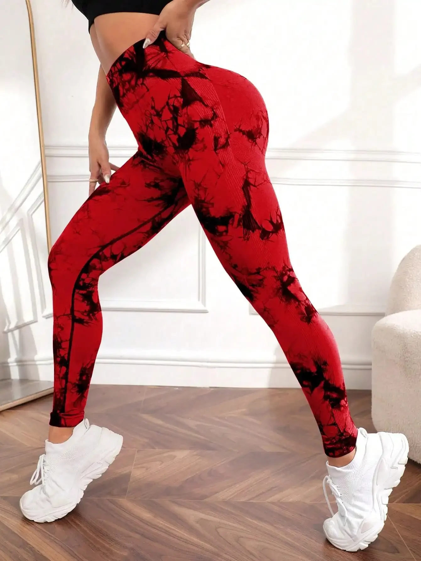 Nova tie dye calças de yoga esporte leggings mulheres sem costura cintura alta push up mulher collants fitness treino leggins roupas ginásio