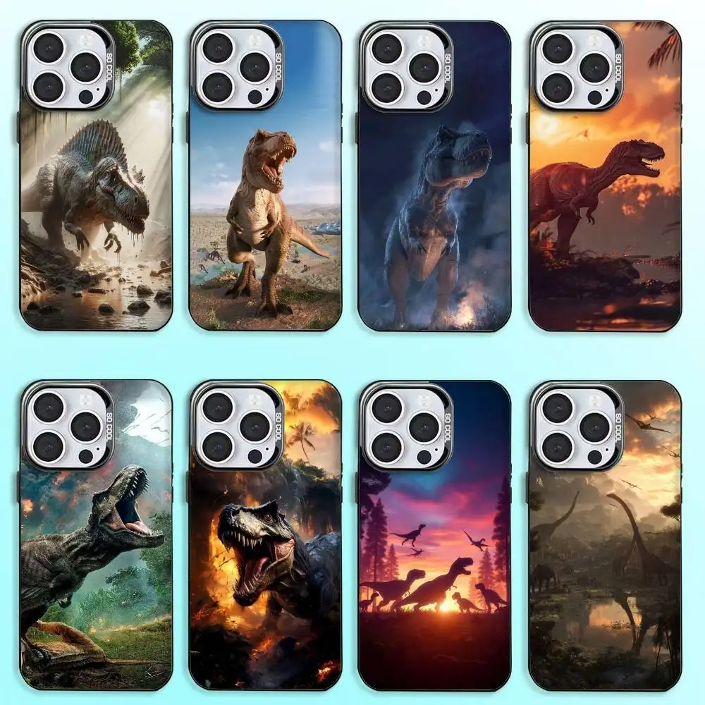 

Jurassic Dinosaur World Phone Case For iPhone17,16,15,14,13,12,11 Plus,Pro Max Colored Silver Plated Inside Cover