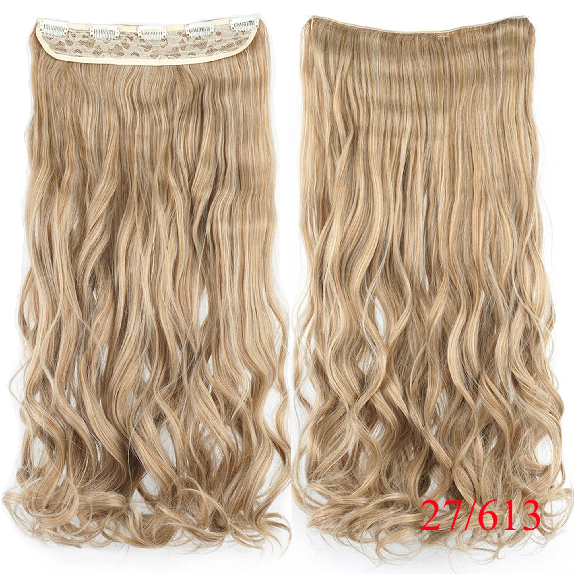 Soowee 28\'\' 160g Long Thick Synthetic Hair Wavy Gray Clip In Hair Extensions One Piece Fake HairClip Ins Extensiones for Women