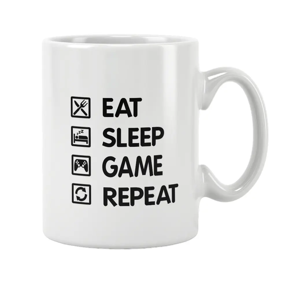 

Eat Sleep Game Repeat Mug Coffee Cup Unique Birthday Gamer Gifts