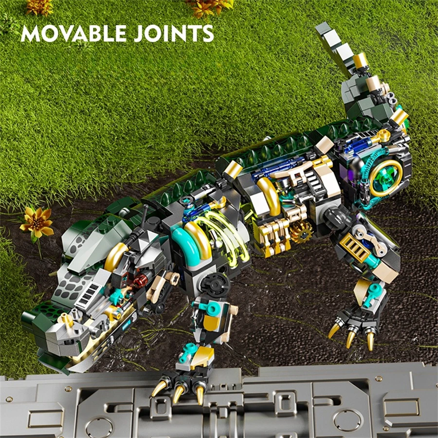 996 шт. MOC механические наборы для строительства крокодила, строительные блоки с животными, модель с подставкой для дисплея и электродвигателем, подарок для детей