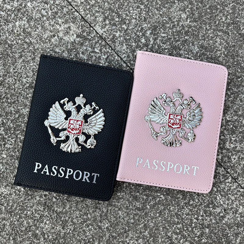 

Metal Russian National Emblem Passport Cover Fashion Travel Wallet Passport Bag Travel Document Organizer Passports Clip