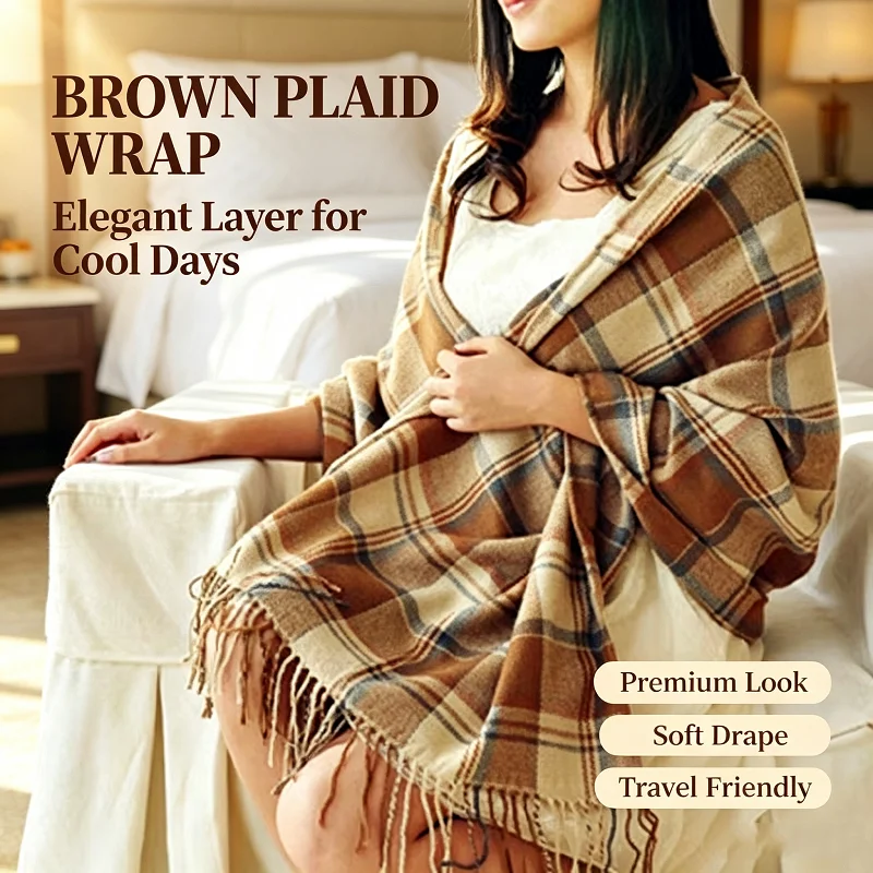 Winter Scarf Women Warm Soft Cozy Plaid Wrap Shawl Oversized Color Block Thick Long Dual Use Neck Warmer Korean Style Daily Gift