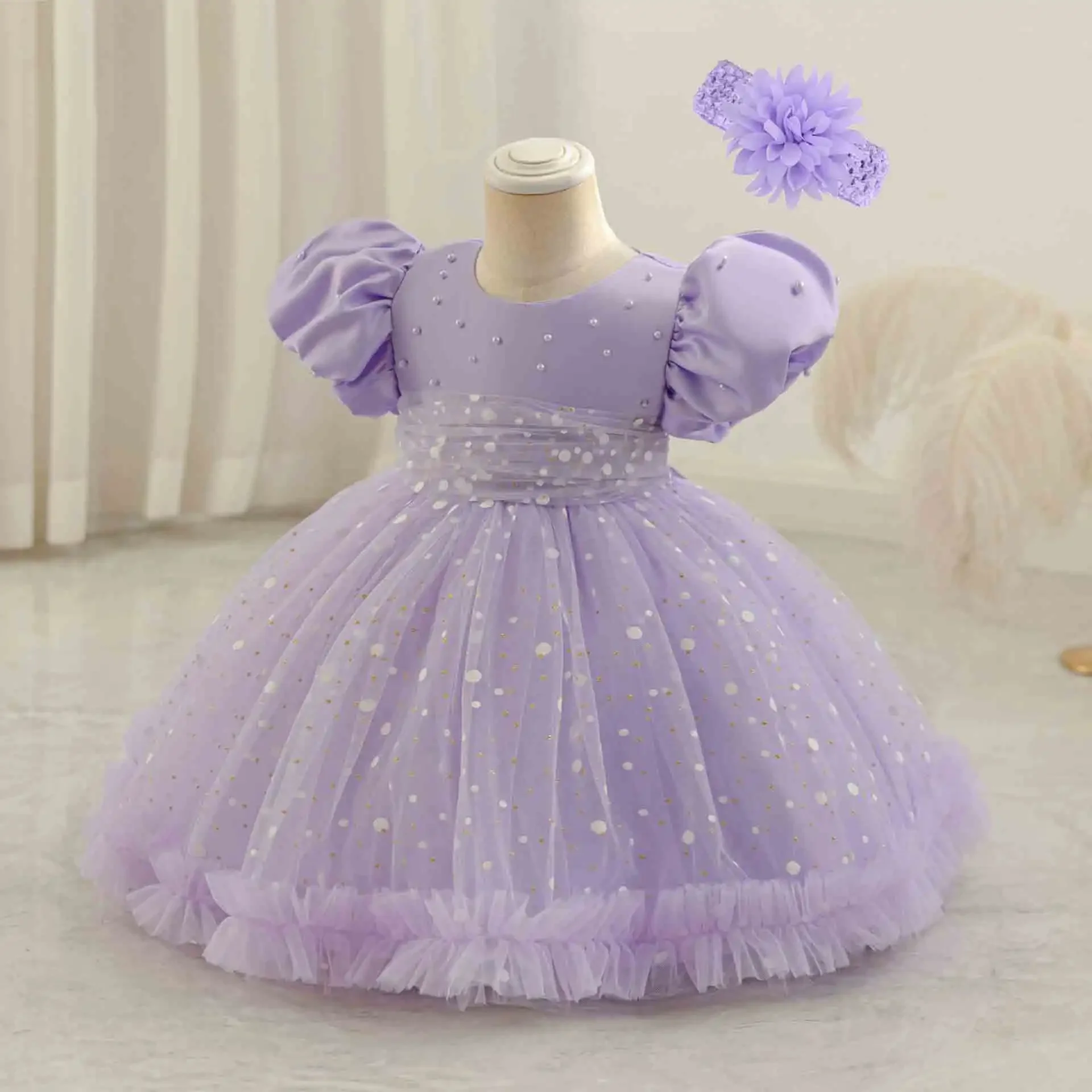girl-dress-for-wedding-dots-printed-1-to-5-years-birthday-party-princess-cute-prom-tutu-gown-pearls-mesh-baby-dresses