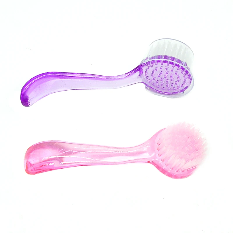 10 stuks plastic nagel schone borstels curve handgreep met deksel doorzichtige ronde manicureborstels voor het reinigen van stofpoeder nagelkunstgereedschap