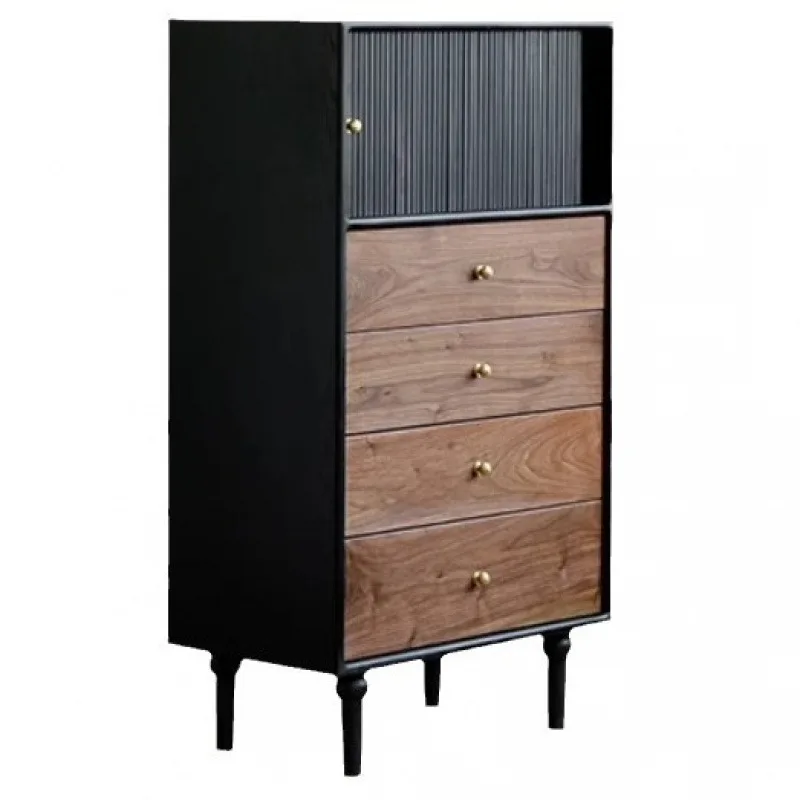 

French retro solid wood four-chest cabinet medieval living room home rolling shutter door storage storage cabinet designer color