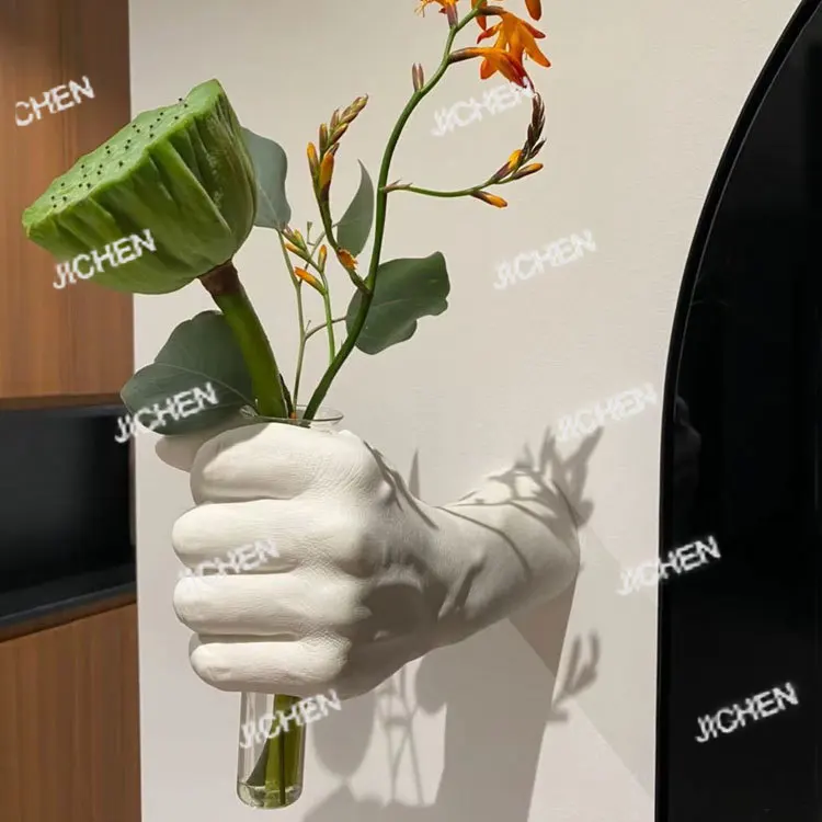 

Nordic wall decoration creative handshake flower arrangement ornament wall art installation vase wall hanging hotel home decorat