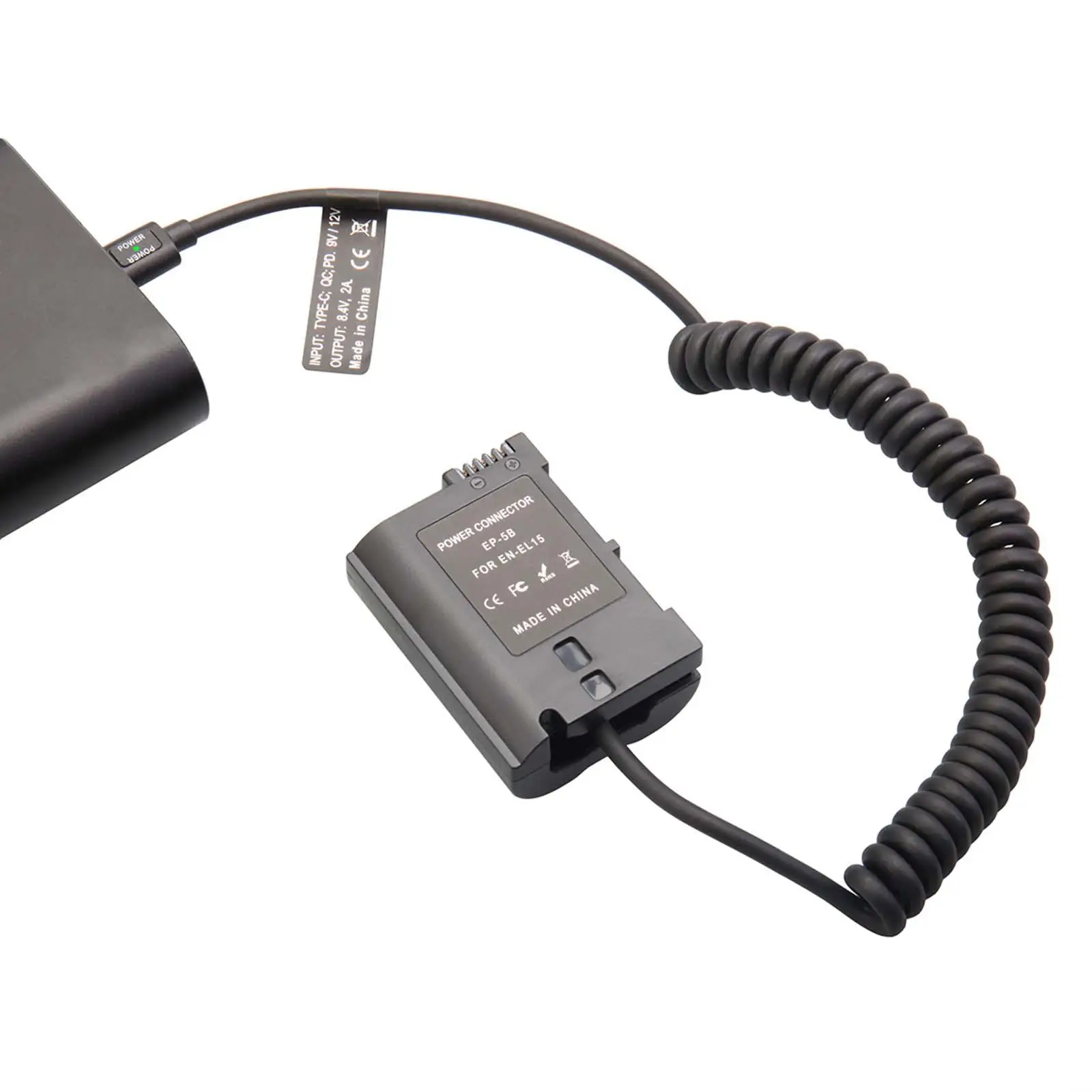 Type C with EN El15 Cable Fully Decoded Dummy Battery Power Supply Adapter for Z7 Z6 D800 D850 D810
