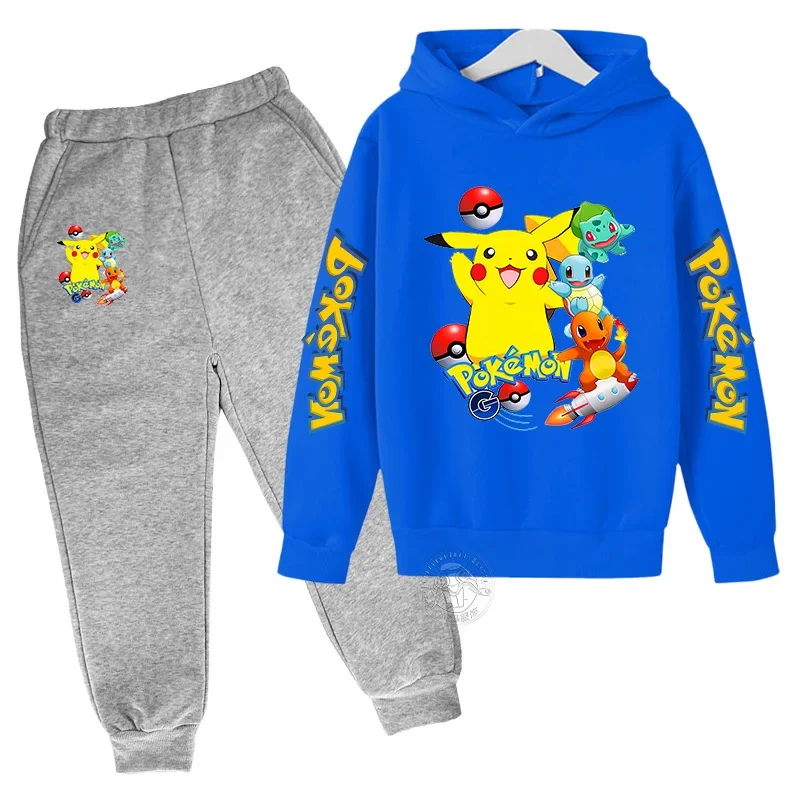 Jongens Pikachu Kinderen Lange Mouwen Outfits Kleding 3-14 Jaar Kindersets Baby Boy Casual Pokemon-Trainingspak Hoodie + Broek Sets