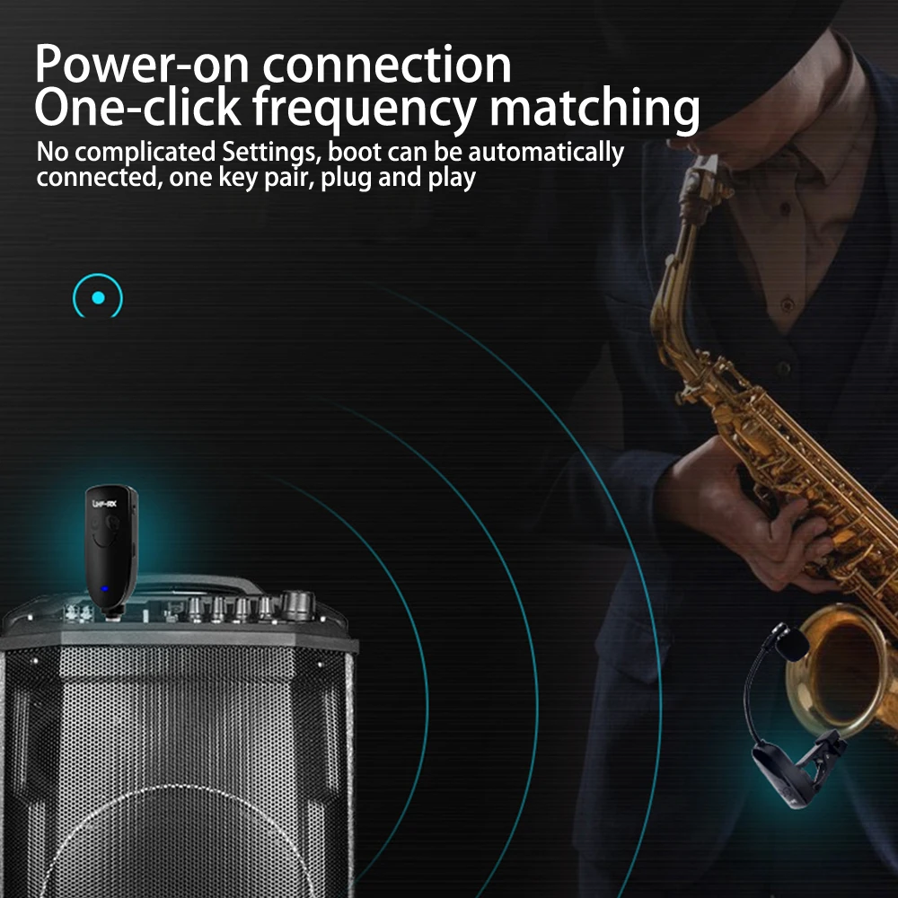 50m Range Wireless Saxophone Instruments Mic Wireless Receiver Pickup Amplifier Portable Professional Recording for Trumpets Sax view 5