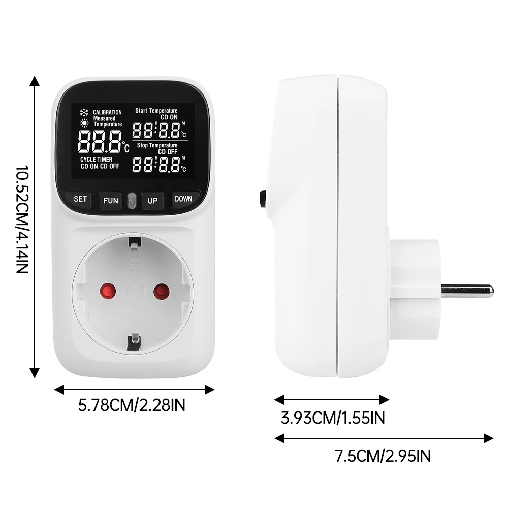 Intelligent Digital Temperature Control Socket Heating Cooling Control Thermostat -40℃~120℃ for Fish Tank Refrigerator Incubator