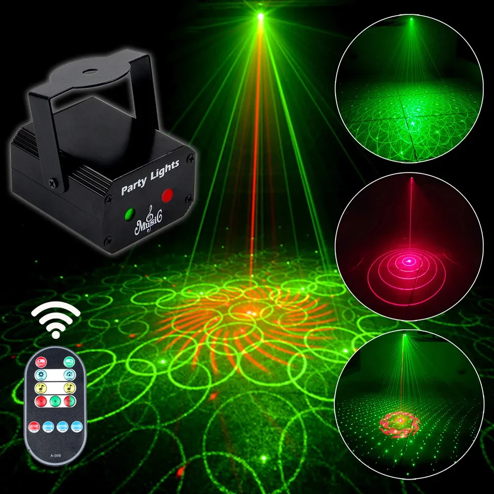Mini R&G Laser 32 Patterns Projector Party Light DJ Dance Disco Bar Projection Magic Ball LED Party Xmas Stage Effect Light Show