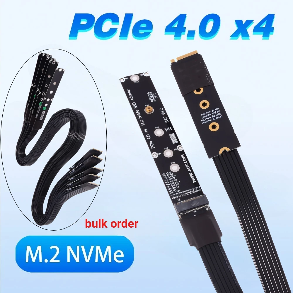 

Удлинительный кабель M.2 NVMe 2280 22110, 64 Гбит/с, твердотельный накопитель, Riser Card GEN 5/4/3 M.2 SSD PCI-Express 4,0 X4 PCI-E M Key SSD-кабель