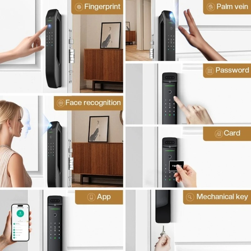 Tuya Password Face Recoginition Smart Biometric Fingerprint Lock Automatic Digital IC Card Key APP Remote Door Lock
