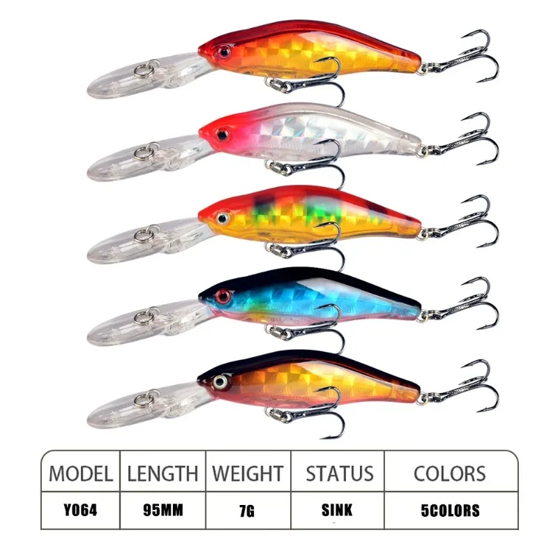 1pcs Classic Luya Bait Submerged Mino Plastic Colorful Laser Hard Bait 7g/10cm