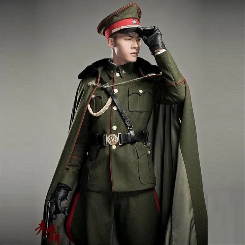 Green Chinese Warlord Costume For Men Ancient military Photography Clothing Commander In Chief Carnival Halloween Cosplay