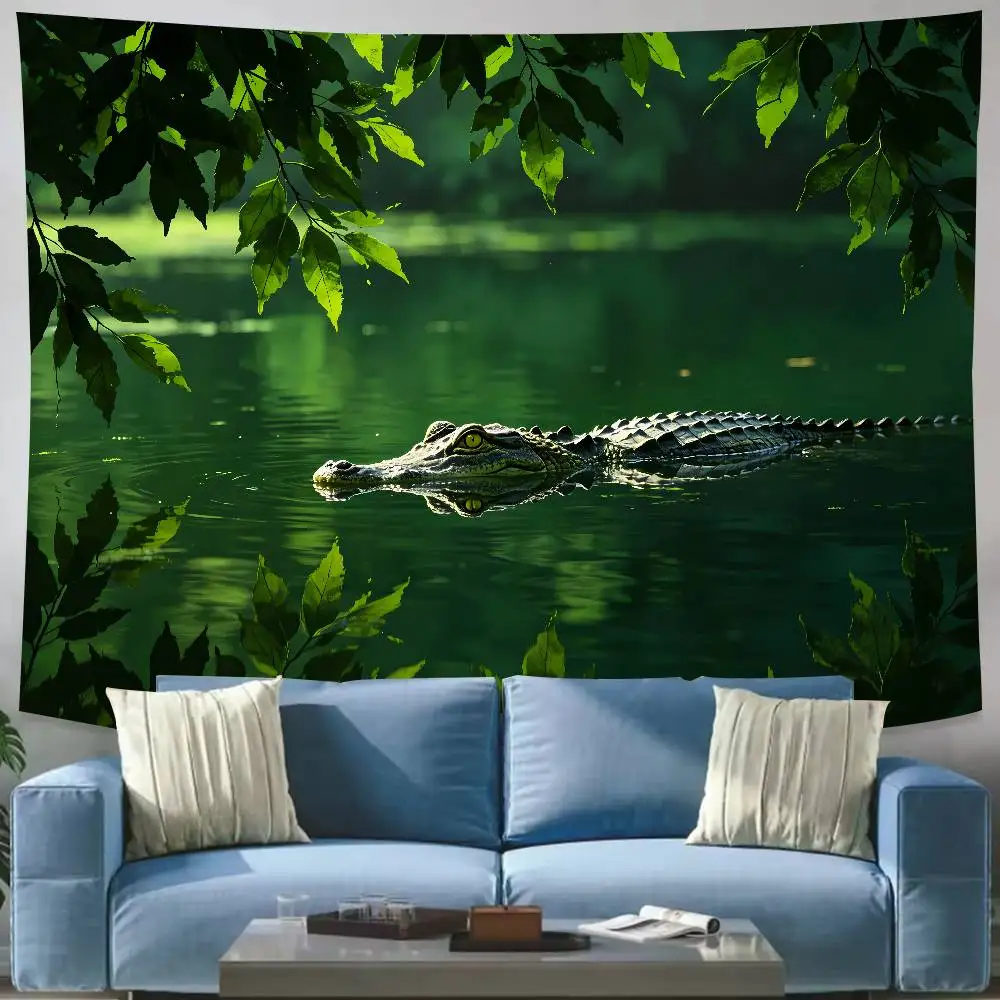 Crocodile Tapestry Decoration Bedroom Dormitory Background Cloth Holiday Home Party Living Room Club Tapestry