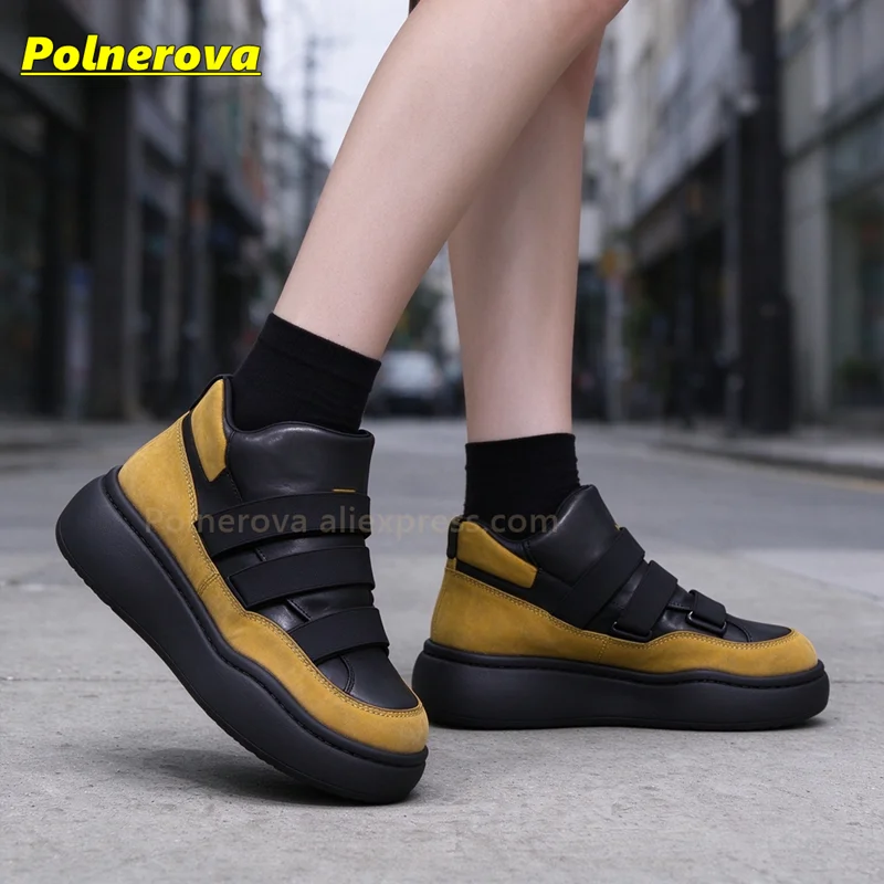 Retro Patchwork Platform Fashion Sneakers Mixed Color Elastic Strap Slip On Shoes Thick Sole Casual Trendy Street Footwear 2026
