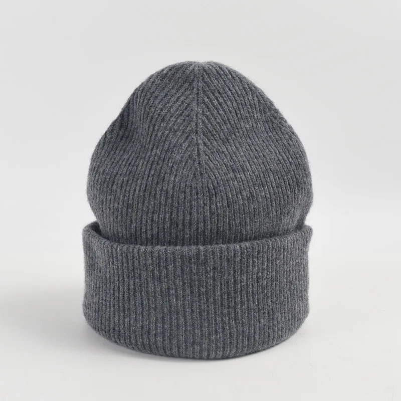 Premium 100% Pure Wool Knitted Hat Women Soft Cozy Warm Beanie Men Autumn Winter Casual All-Match Cold Cap