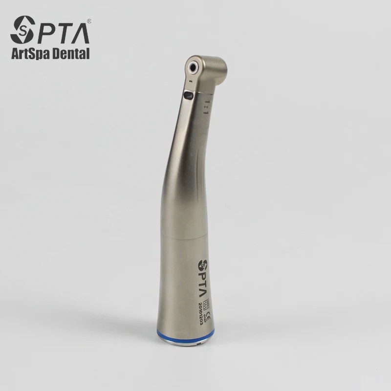 

SPTA Dental Low-Speed Fiber Optic With Light Inner Spray Contra Angle Handpiece Air Turbine 1:1 Rotation Dentist Equipment Tool