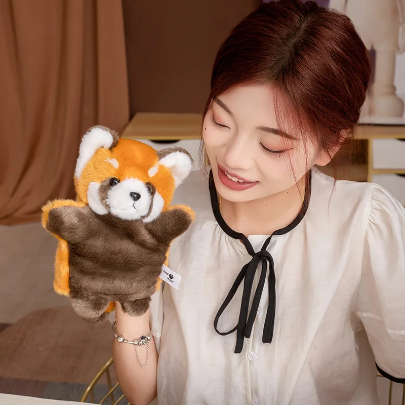 動物ハンドパペットアライグマ人形ぬいぐるみハンドドールパンダ早期教育学習玩具子供マリオネート人形物語を語るための