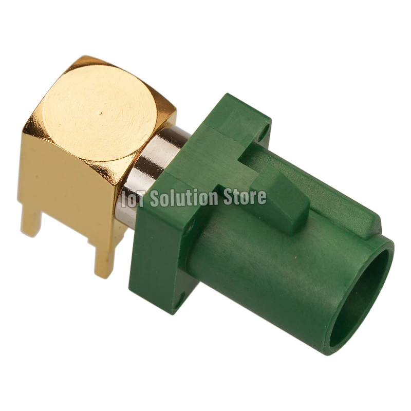 Fakra-E Right Angle Male SMB Leaf Green Fakra E Connector SMD PCB Mounting