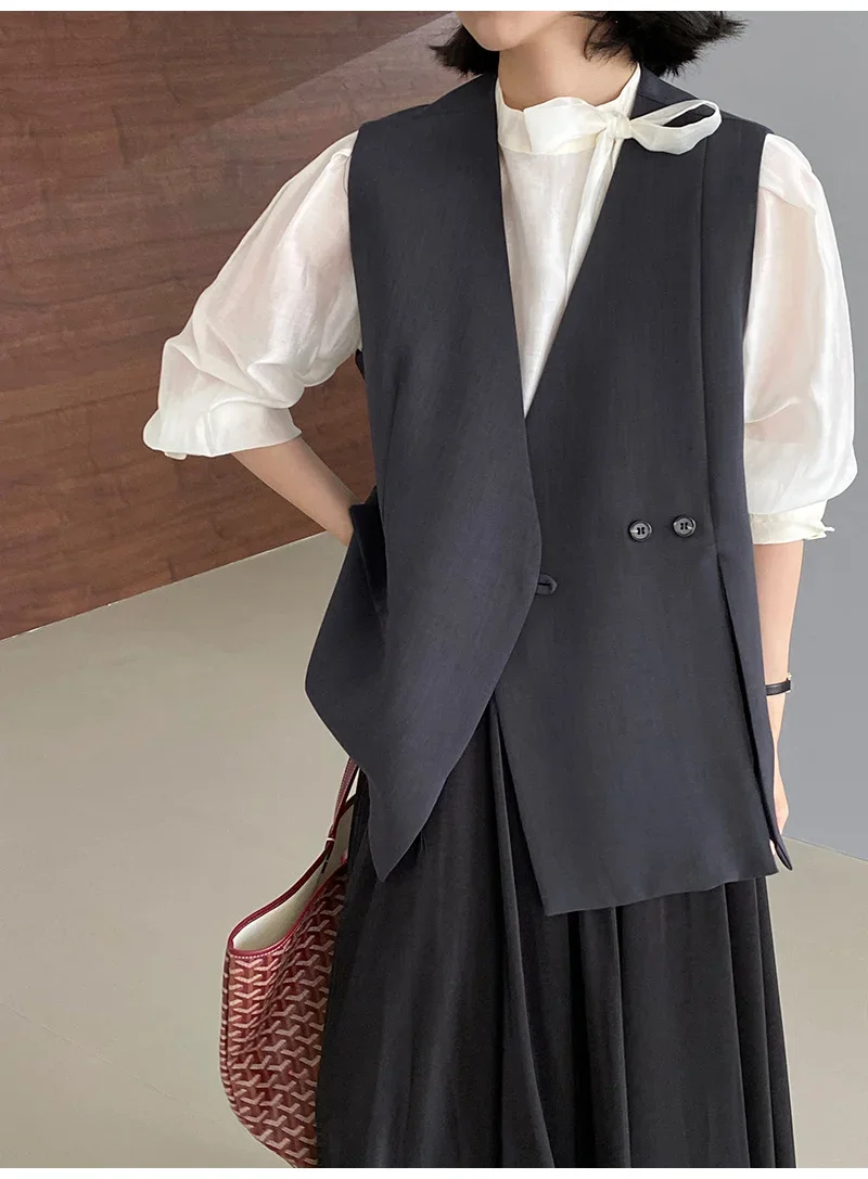 Commuting collarless suit vest, women's two button buckle, autumn suit vest,  jacket  chalecos para mujer  vest women