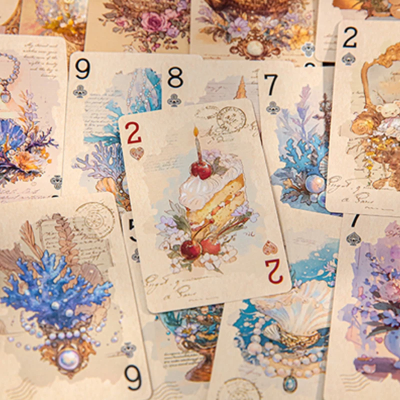 55 hojas/caja, cartas de póker estéticas Retro European Palace Gilded Old Dreams para entretenimiento, álbumes de recortes y accesorios fotográficos