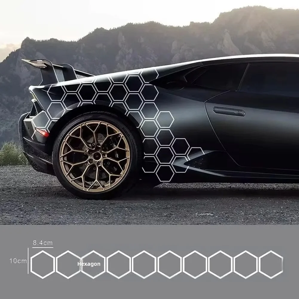 10pcs Vinyl For Honeycomb Sticker Set for Cars Compatible with Smooth Exterior Surfaces Including Glass and Painted Metal