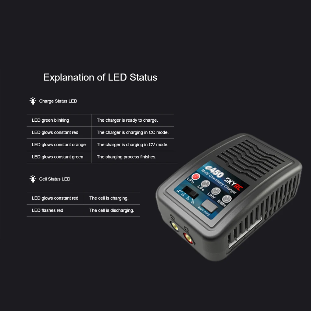 SKYRC E450 Multi Chemistry Balance Charger 2S 3S 4SLiPo LiFe LiHV 6S to 8S NiMH Battery Balance Charger AC 110V-240V