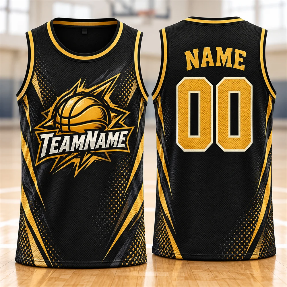 Lightning Basketball Jersey Custom Team Name Player Name and Number for Men Basketball Graphic 3D Print Sleeveless Vest