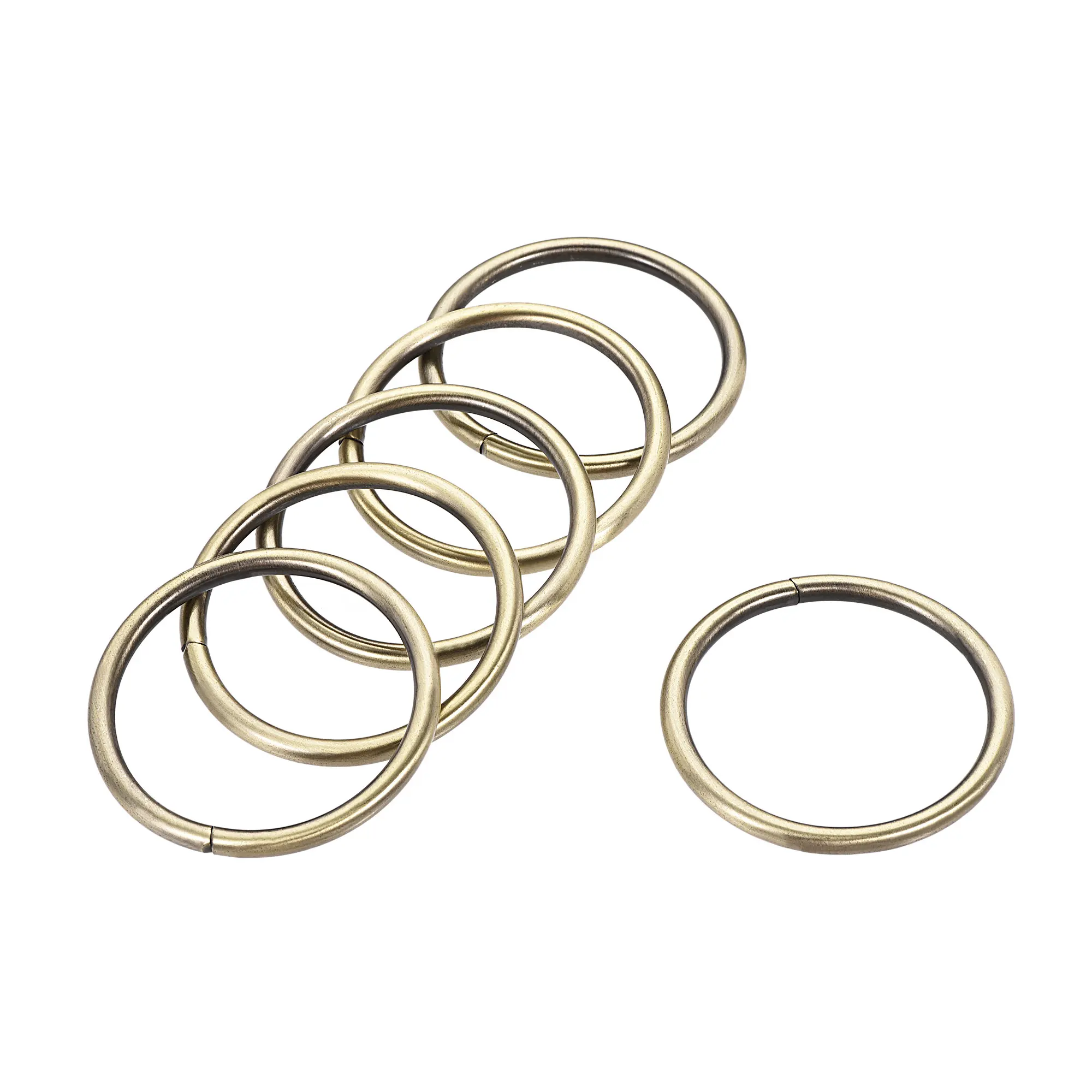 Uxcell โลหะ O แหวน48มม.(1.89 ") ID ความหนา4.8มม.แหวนเหล็กสำหรับฮาร์ดแวร์ DIY อุปกรณ์เสริม Bronze Tone 6Pcs