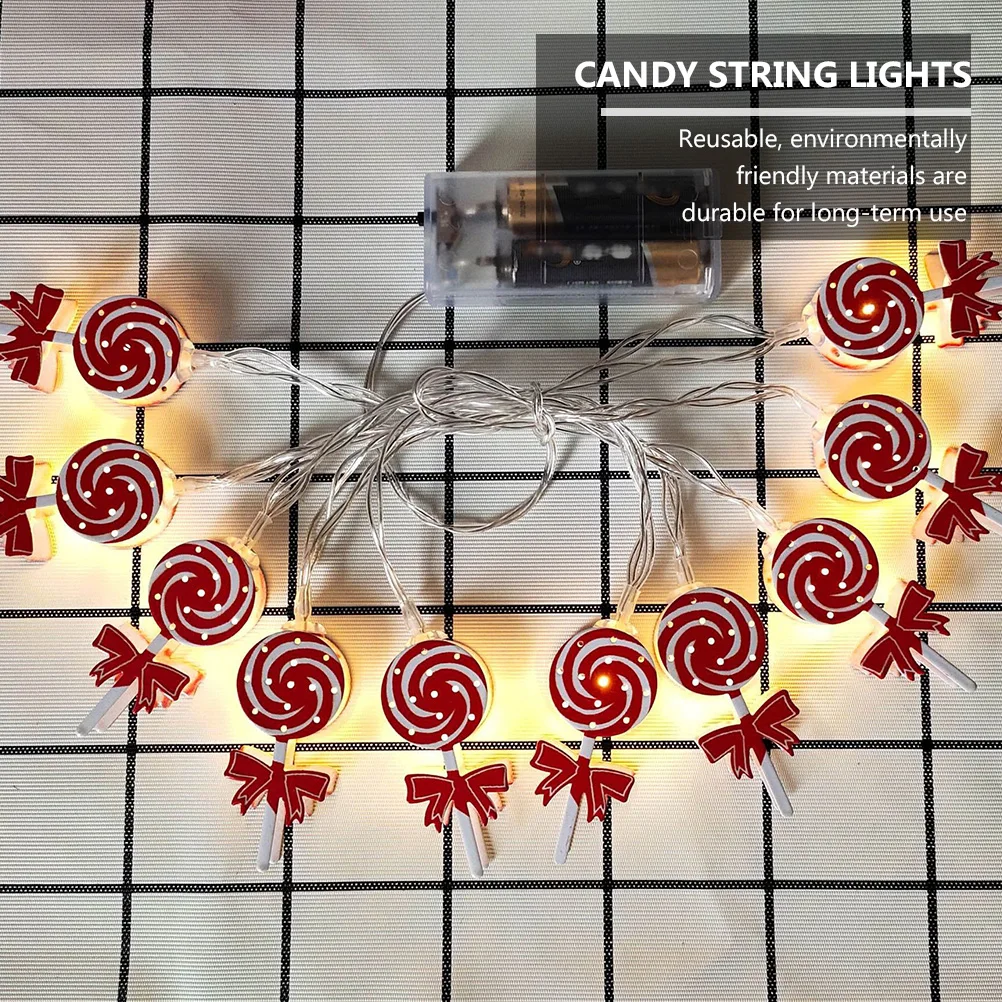

1 pc Candy String Lights 10 LED Lamps 1.65m Operated Christmas Decorations Reusable Environmental Friendly Bedroom Party