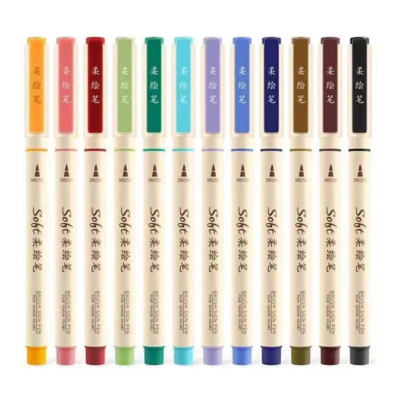 Fashion Soft Head Colorful Calligraphy Pen Water-based Pigment Ink Drawing Graffiti Pen Art School Stationery Supplies