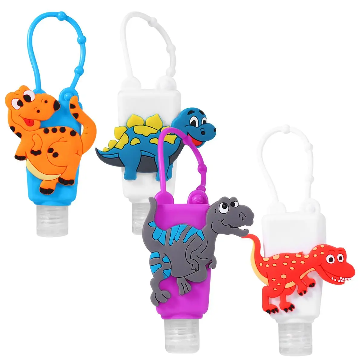 

4pcs Portable Hand Bottles 30ml Cartoon Leakproof Refillable Kids Gel Travel Silicone Covers Outdoor Use