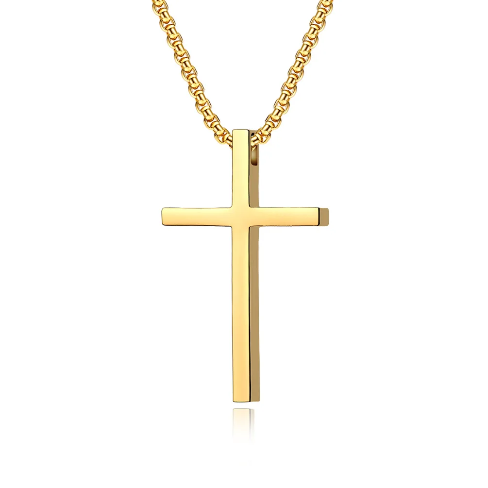 3 Colors Punk Titanium Steel Cross Pendants Necklace for Men and Women Unisex Christianity Jewelry Drop Shipping