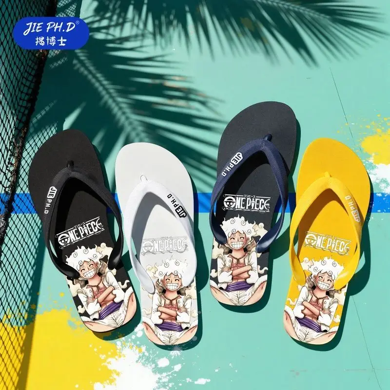 One Piece Fashion Flip-Flops for Men and Women, Summer Trendy Anime Indoor and Outdoor PVC Wear-Resistant Bestie Slippers
