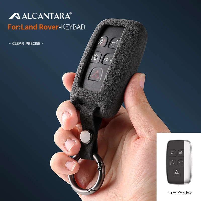 Alcantara Car Key Case Cover Holder Key Shell Buckle For Land Rover Range Rover Sport Discovery Defender Velar Evoque