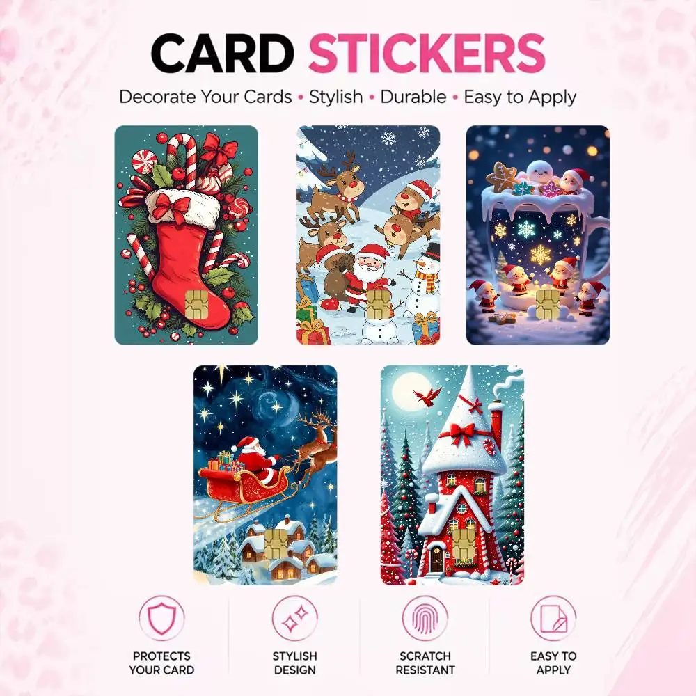 Cartoon Christmas High‑Res Game Chip Decals Credit Card Mini Waterproof Vinyl Ornament Useful Gift