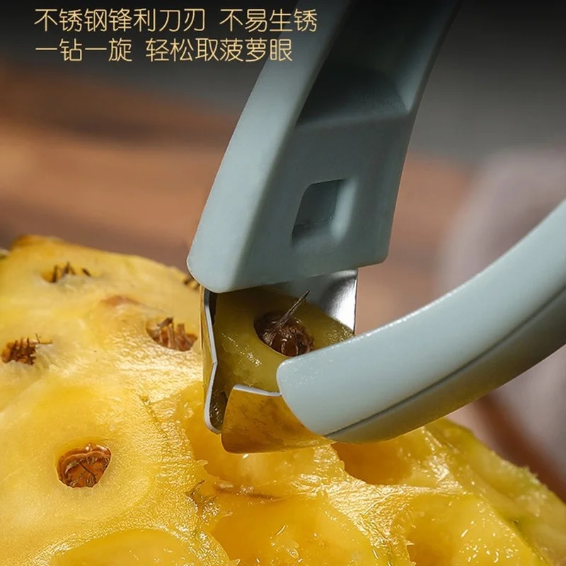 Pineapple Corer Slicer Cutter Pineapple Eye Remover Clip Strawberry Huller Fruits Peeler Stainless Steel Kitchen Knife Gadgets