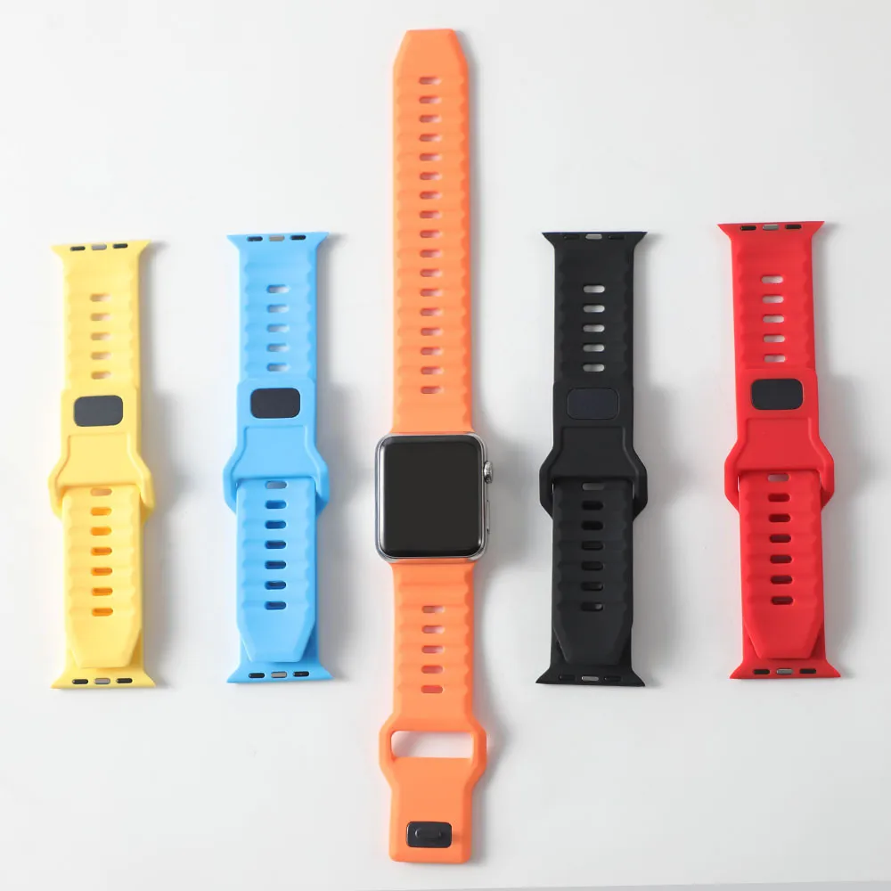 

Sport Silicone Rubber Band Strap for Apple Watch Ultra 3 2 SE 3 2 Series 11 10 9 8 7 Iwatch 45 41 44 49 42 38 40 46mm
