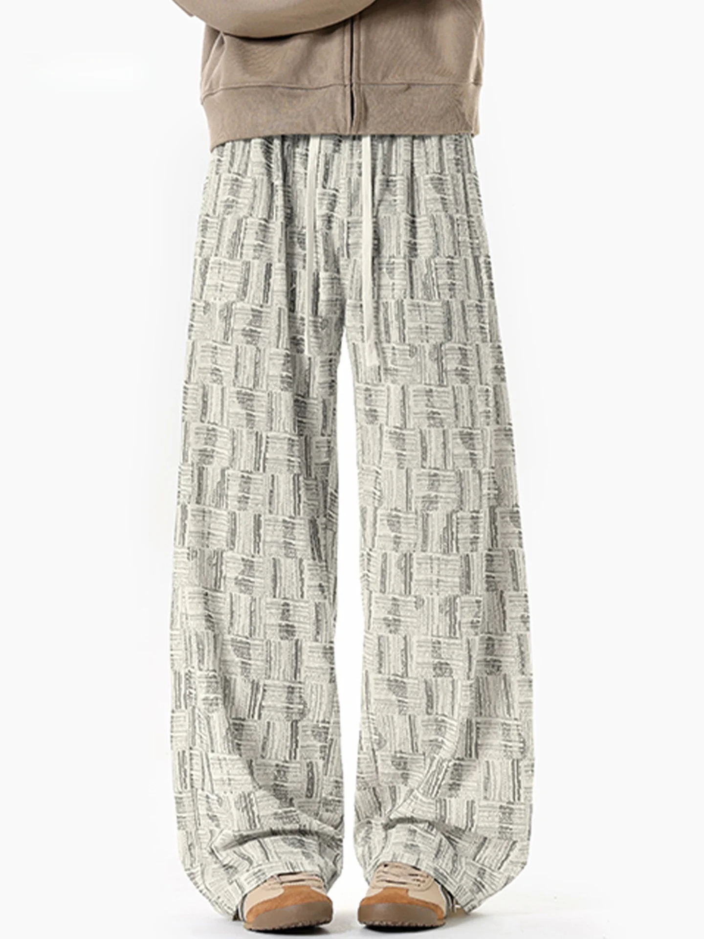 

Men's Casual Plaid Print Straight Leg Loose Wide Leg Summer Thin Faion Brand Sports Long Pants Breathable Comfortable