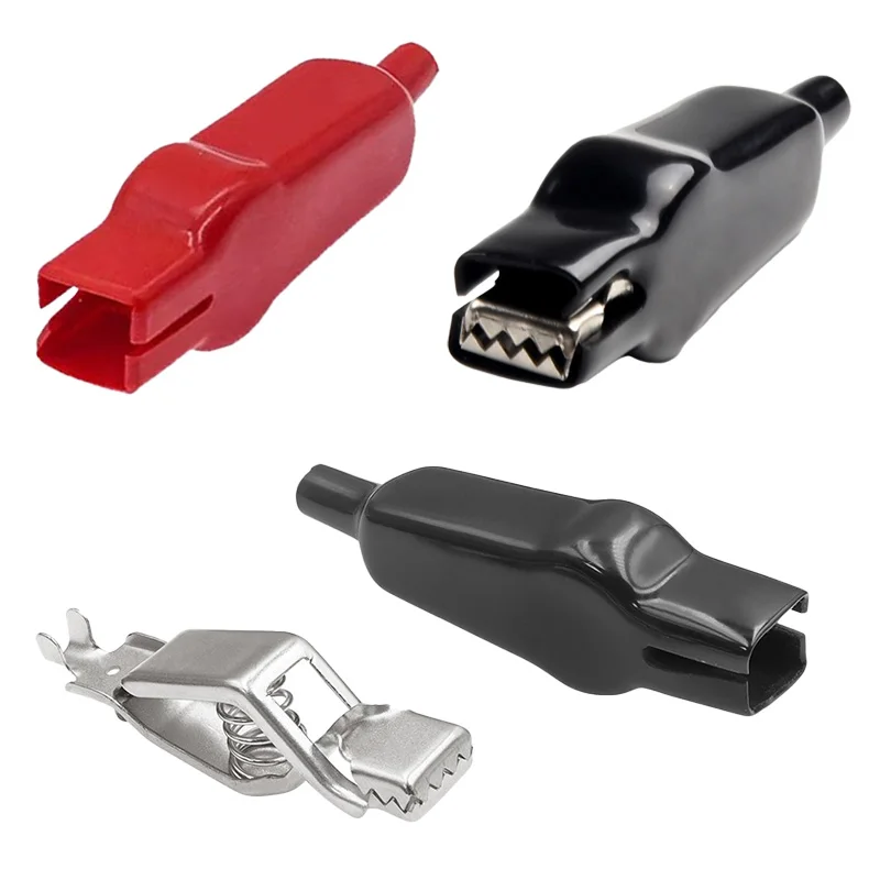 10A 20A Crocodile Alligator Clips Red Black Sheathed Alligator Clamps Battery Clips Electrical DIY Test Leads